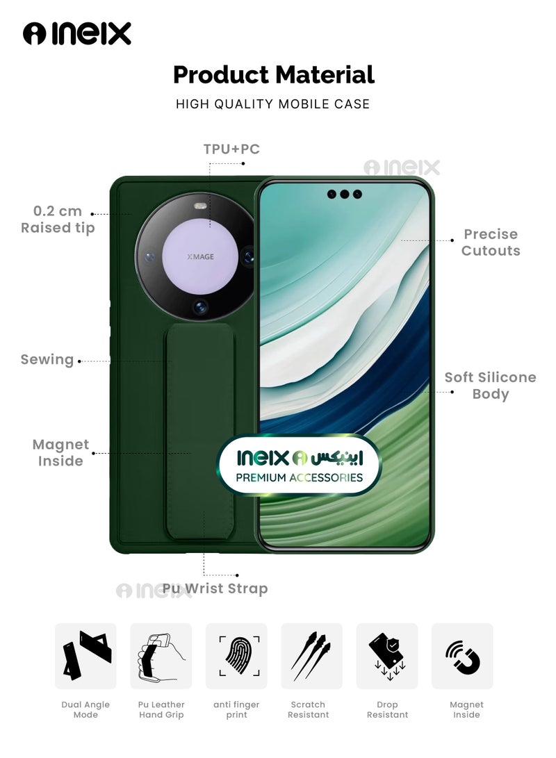 إينيكس جراب حماية 3 في 1 مغناطيسي ذو مسند للهاتف هواوي ميت 60برو-أخضر - Image 2