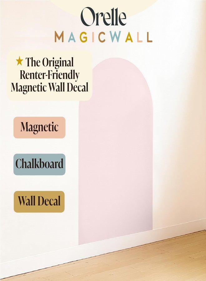 Orelle MagicWall | Magnetic Arch Wall Decal - Repositionable & Renter-Friendly | Peel & Stick Magnetic Wall Decal Chalkboard | Playroom Essentials | Large 24 x 39” | Pink - Image 2