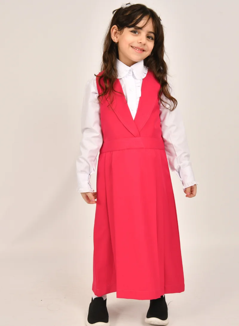 HAWRAA ABAYA Fuchsia blazer collar apron with belt tie closure and side pleats