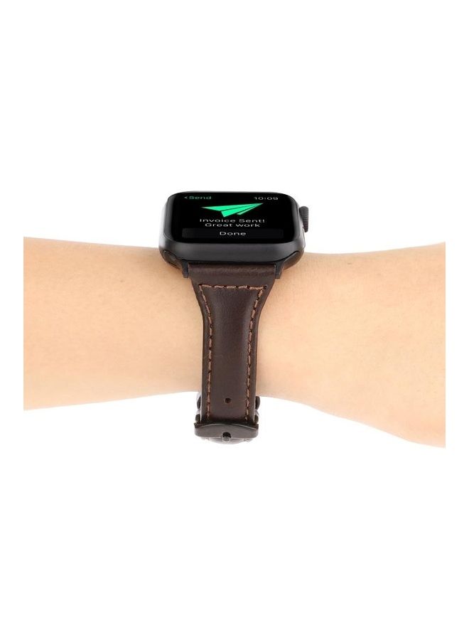 NIBEMINENT Replacement Watchband For Apple Watch Series 7 41mm/6 & SE 5 4 40mm/3 2 1 38mm Coffee - Image 5