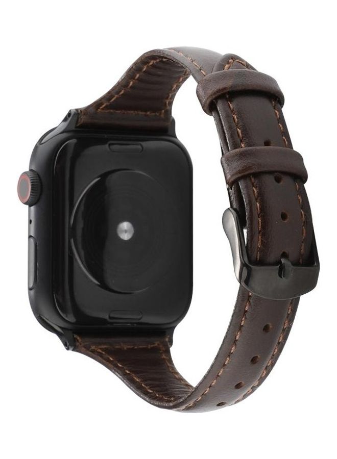 NIBEMINENT Replacement Watchband For Apple Watch Series 7 41mm/6 & SE 5 4 40mm/3 2 1 38mm Coffee - Image 2