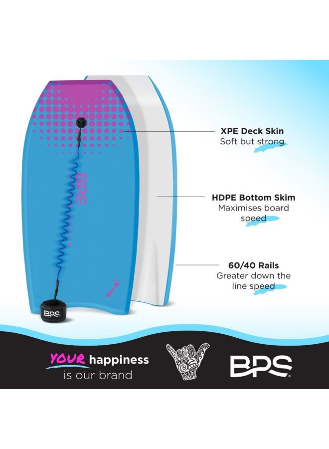 BPS 37 Inch Bodyboard with Boogie Board Wrist Leash (Blue / Purple) - Image 4