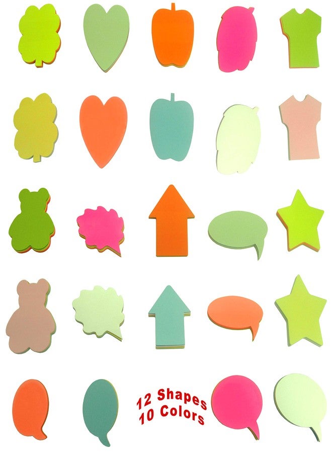 4A Shapes Sticky Notes,50 Sheets Neon Assorted and 50 Sheets Pastel Assorted in One Shape,12 Different Shapes Self-Stick Notes,50 Sheets/Pad,24 Pad/Pack,4A 50024 - Image 1