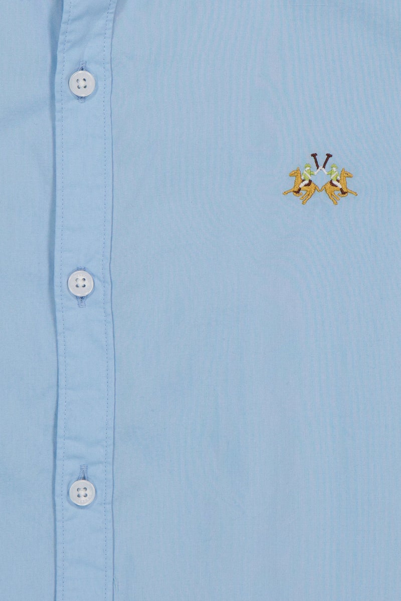La Martina Men Regular Fit Embroidered Logo Long Sleeve Casual Shirt, Sky Blue - Image 5