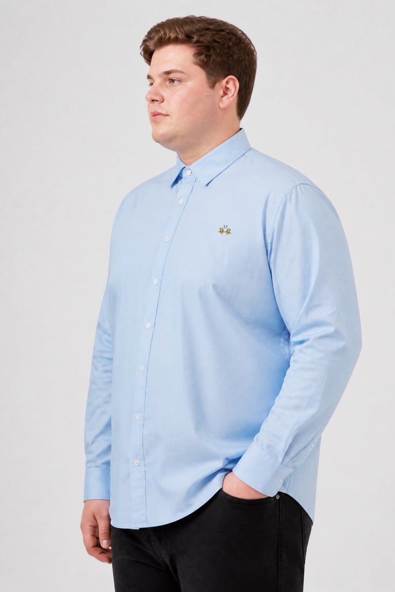 La Martina Men Regular Fit Embroidered Logo Long Sleeve Casual Shirt, Sky Blue - Image 3