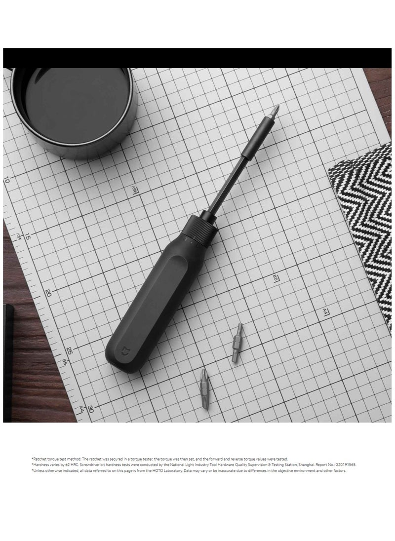 Xiaomi - Mijia 16 In 1 Ratchet Screwdriver Set,with Extension Pole 8 Screw Bits Precision Portable Household Double Head Drill Repair Multifunctional Manual Screw Driver for Mobile Phone Computer Maintenance-MJJLLSD002QW Black - Image 1