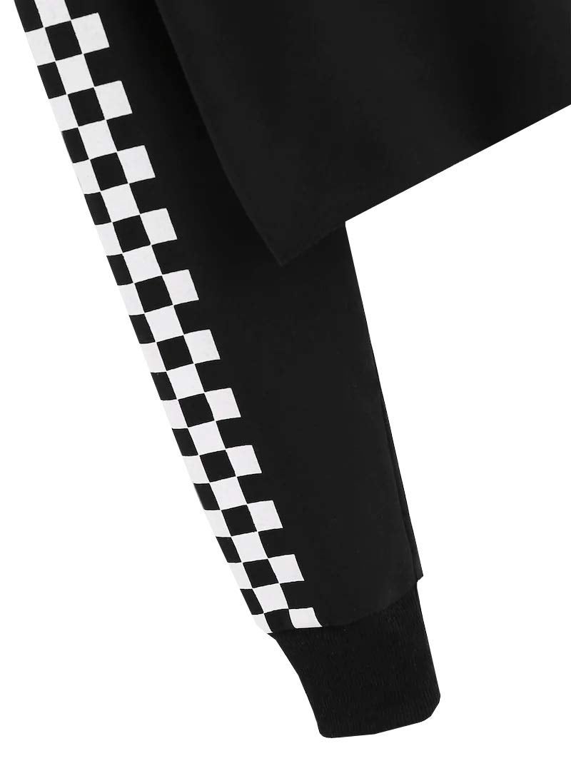 Imily Bela Kids Crop Tops Girls Hoodies Cute Plaid Long Sleeve Fashion Sweatshirts (13-14 Years, Black) - Image 4