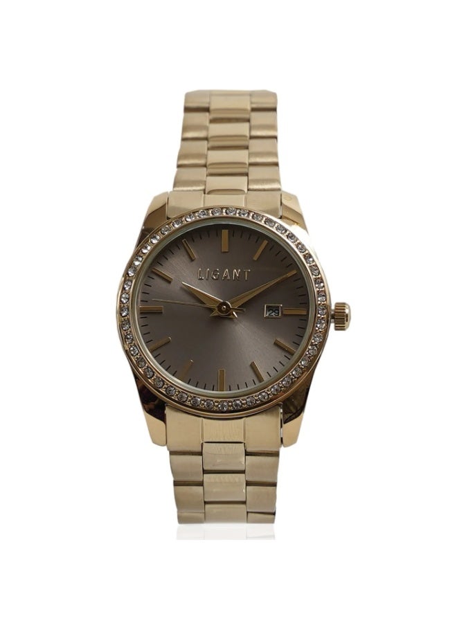LIGANT Luxury Women's Stainless Steel Watch in Gold - Elegant Modern Design - Rust Resistant Wristwatch for Events & Daily Wear - Image 1