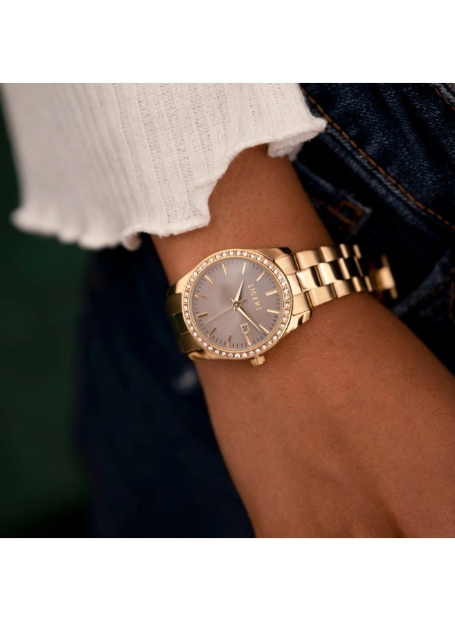 LIGANT Luxury Women's Stainless Steel Watch in Gold - Elegant Modern Design - Rust Resistant Wristwatch for Events & Daily Wear - Image 3