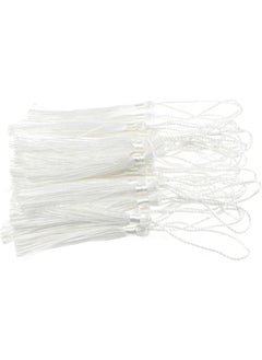 Generic 100 Pieces White Tassels 13cm/5-Inch Silky Handmade Soft Tassels Floss Bookmark Tassels with 2-Inch Cord Loop for Jewelry Making, DIY Projects, Bookmarks  - Image 2