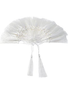 100 Pieces White Tassels 13cm/5-Inch Silky Handmade Soft Tassels Floss Bookmark Tassels with 2-Inch Cord Loop for Jewelry Making, DIY Projects, Bookmarks