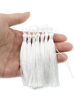Generic 100 Pieces White Tassels 13cm/5-Inch Silky Handmade Soft Tassels Floss Bookmark Tassels with 2-Inch Cord Loop for Jewelry Making, DIY Projects, Bookmarks  - Image 4