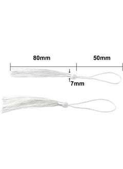 Generic 100 Pieces White Tassels 13cm/5-Inch Silky Handmade Soft Tassels Floss Bookmark Tassels with 2-Inch Cord Loop for Jewelry Making, DIY Projects, Bookmarks  - Image 3