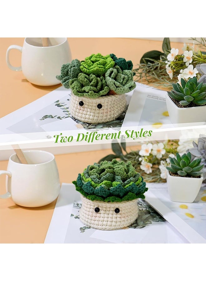 Lemon 6PCS Crochet Kit for Beginners, Crochet Coasters Kit, Flower Potted Plant Crochet Kit with Crochet Hook, Colorful Yarn, Stitch Marker, Instruction, Craft Lover DIY Material Tools(Green) - Image 3