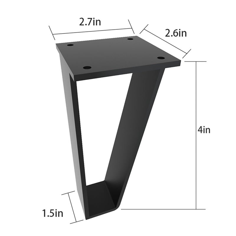 Oprika 4 Inch Triangle-Shape Metal Furniture Legs (4Pcs) Heavy Duty Furniture Table Legs Bench Legs Black For Sofa Mid Century Modern Metal Legs With Screws And Floor Protects Rubber (4 Inch) - Image 2