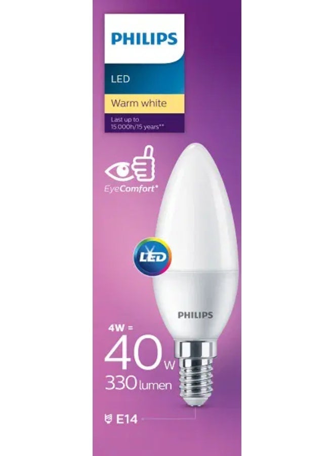 Philips (SET OF 12 LAMPS) Philips LED candle bulb provide a soft, diffuse light effect and an exceptionally long life. With a pure and elegant design, this light bulb is the perfect match for chandelier fixtures with small (E14) fitting   4W-E14-CCT 2700K - Image 1