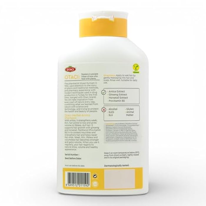OTACI Herbal Strengthening and Volumizing Shampoo with Arnica, Everyday Use For Weak, Fine, and Flat Hair, Horsetail, Ginseng, Provitamin B5, No Paraben, No Silicon, No Alcohol 13.5 Fl Oz - Image 3