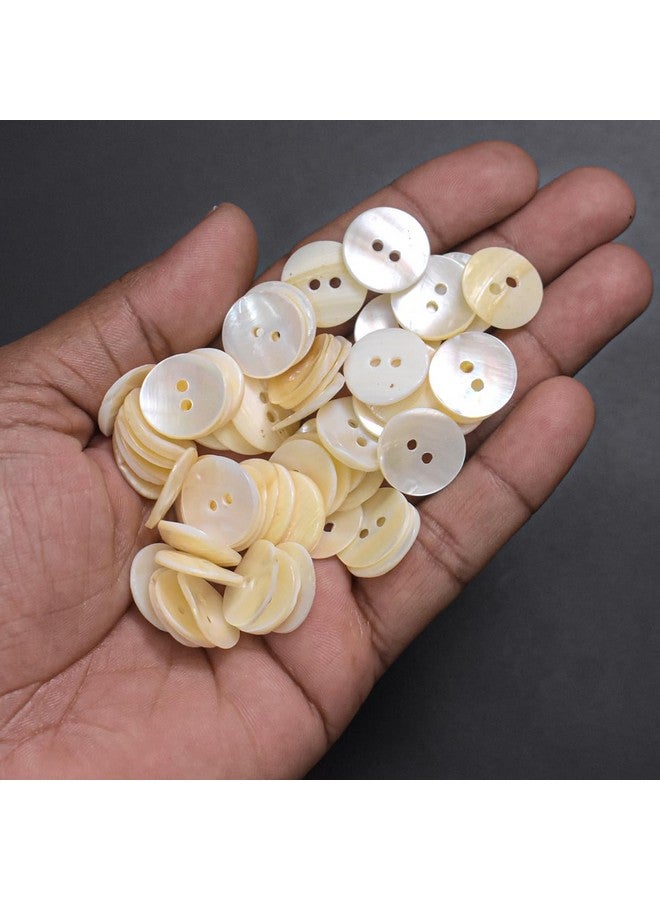 Embroiderymaterial Two Hole Round Mother of Pearl Buttons for Embelishment, Sewing and Crafting (72 Pieces, Cream) (15MM) - Image 3