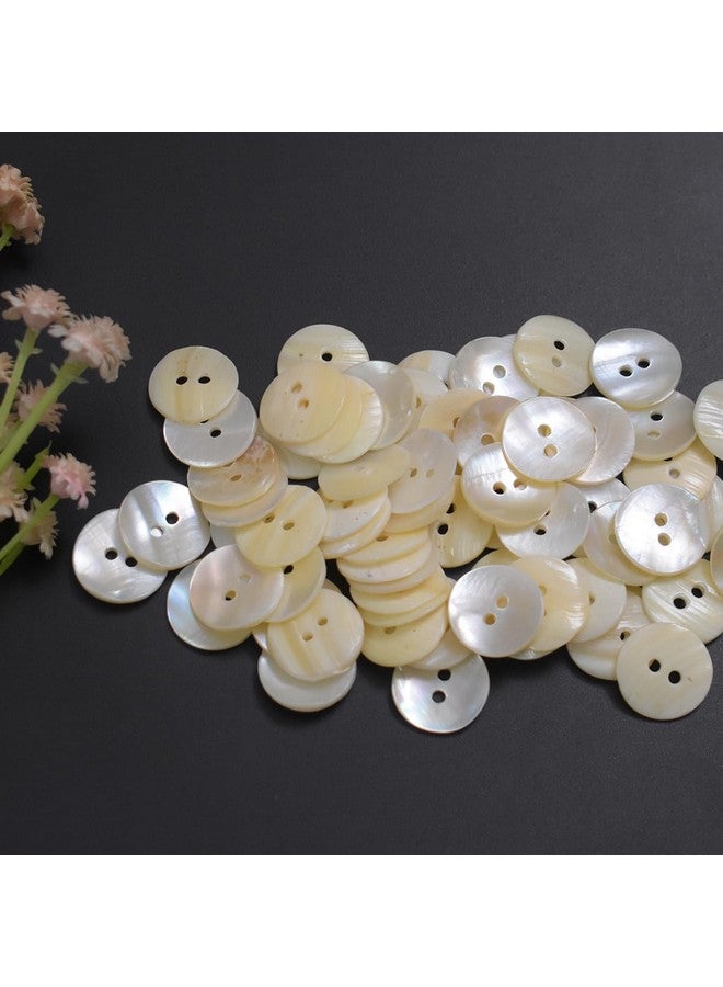 Embroiderymaterial Two Hole Round Mother of Pearl Buttons for Embelishment, Sewing and Crafting (72 Pieces, Cream) (15MM) - Image 4