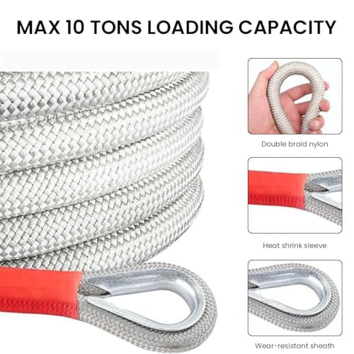STHIRA® 13ft Car Towing Rope Heavy Duty 11, 000-Pound Capacity Towing Belt with Reinforced End Loops & Reflective Tow Rope for Sedans, SUVs, Pickup Trucks, with 2 Shackles Locks & Storage Bag - Image 5