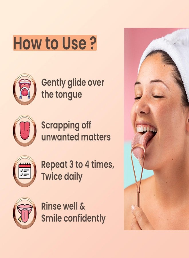 PUREXA منظف اللسان النحاسي من بيوريكسا بمقبض مريح على شكل حرف Q (عبوة من قطعتين)، مكشطة لسان مصنوعة من النحاس النقي 100% والمناسب للاستخدام مع الطعام، لنَفَسٍ أكثر انتعاشًا - Image 3