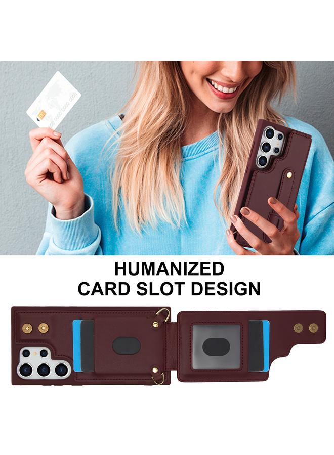 erorex Case For Samsung Galaxy S25 Ultra 5G Wristband Vertical Flip Wallet Back Cover Phone Case with Long Lanyard - Image 3