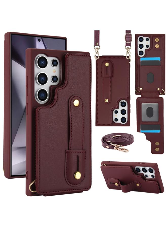 erorex Case For Samsung Galaxy S25 Ultra 5G Wristband Vertical Flip Wallet Back Cover Phone Case with Long Lanyard - Image 1