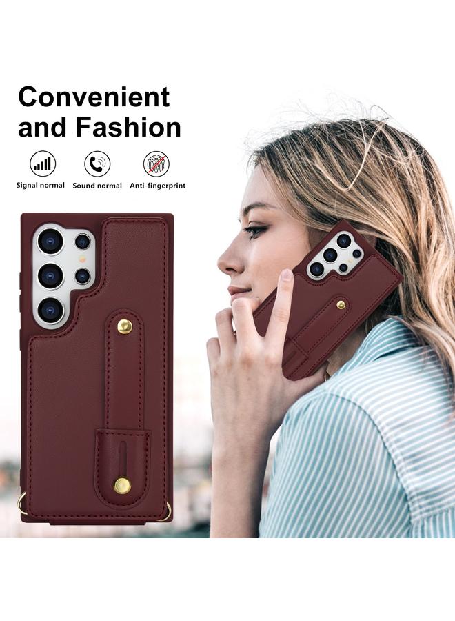 erorex Case For Samsung Galaxy S25 Ultra 5G Wristband Vertical Flip Wallet Back Cover Phone Case with Long Lanyard - Image 4