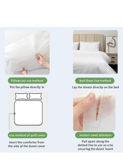 Generic 8 PCS Disposable Bed Sheets Fitted Sheet Queen Size, Disposable Travel Sheets for Travel with 2 Bed Sheet 2 Quilt Cover and 4 Pillowcase for Travel Business Trip Spa Hotel  - Image 4