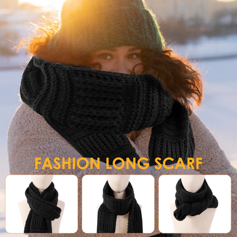 REDESS Women's Long Knit Scarf Winter Warm Big Wrap Thick Winter Cashmere Wool Large Chunky Scarf or Women - Image 4