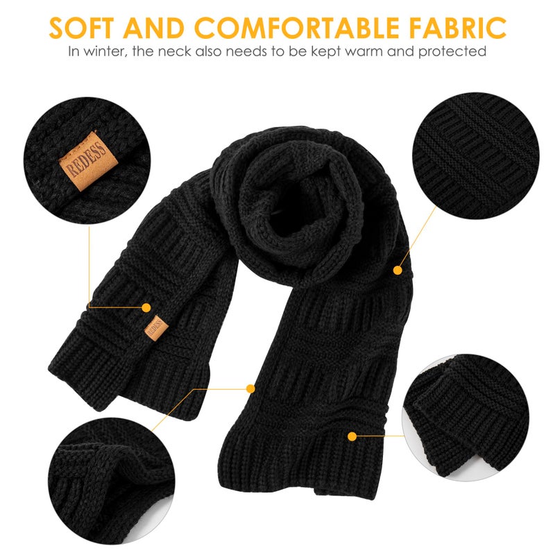 REDESS Women's Long Knit Scarf Winter Warm Big Wrap Thick Winter Cashmere Wool Large Chunky Scarf or Women - Image 3