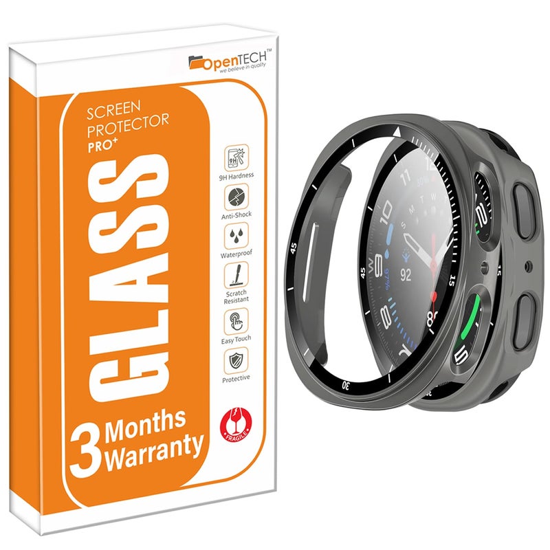 OpenTech ® Hard Matte Silicone Protection Front Case Cover with Attached Screen Protector Compatible for Samsung Galaxy Watch Series 8 (40mm) Full Coverage (Black) - Image 1
