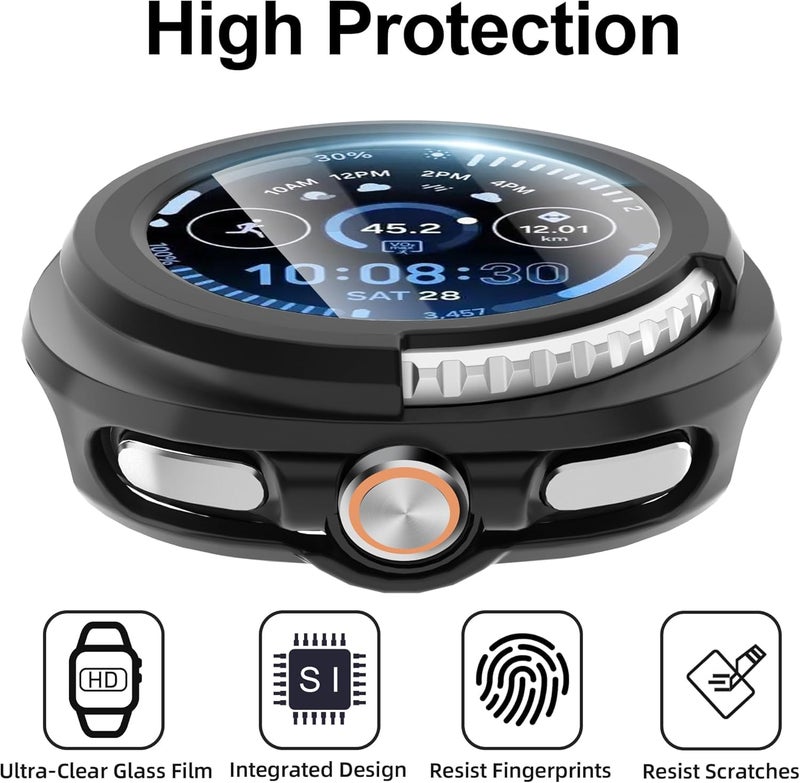 OpenTech ® Hard Matte Silicone Protection Front Case Cover with Attached Screen Protector Compatible for Samsung Galaxy Watch Series 8 (40mm) Full Coverage (Black) - Image 4