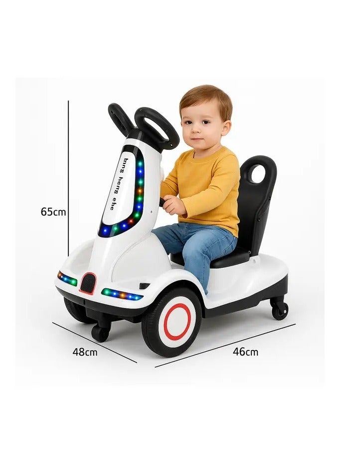 ريكسا سكوتر كهربائي للأطفال بأربع عجلات - محركان، أضواء LED وموسيقى، قابل لإعادة الشحن - Image 2