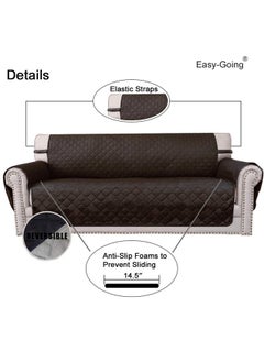 Easy-Going Easy-Going Reversible Couch Cover for 3 Cushion Couch Sofa Cover for Dogs Water Resistant Furniture Protector Cover with Foam Sticks Elastic Straps for Pet Cat (Sofa, Chocolate/Beige)  - Image 3