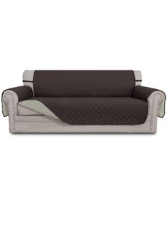 Easy-Going Easy-Going Reversible Couch Cover for 3 Cushion Couch Sofa Cover for Dogs Water Resistant Furniture Protector Cover with Foam Sticks Elastic Straps for Pet Cat (Sofa, Chocolate/Beige)  - Image 1