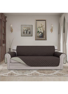 Easy-Going Easy-Going Reversible Couch Cover for 3 Cushion Couch Sofa Cover for Dogs Water Resistant Furniture Protector Cover with Foam Sticks Elastic Straps for Pet Cat (Sofa, Chocolate/Beige)  - Image 2