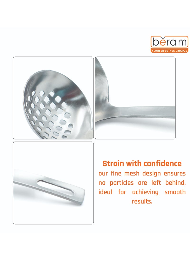 BERAM Skimmer Strainer Stainless Steel Skimmer Soup Ladle Elegant Design Cooking Utensils Kitchen Tool for Frying Straining and Draining (6 CM) - Image 4