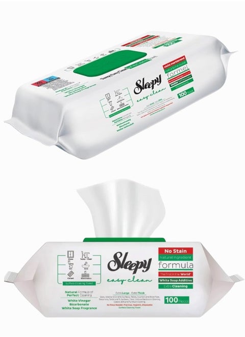 Multi-purpose Cleaning Wet Wipes, White Soap Additive 100 Wipes (For Cleaning Glass, Tables, WC, Sinks, Carpets, and Electronics)