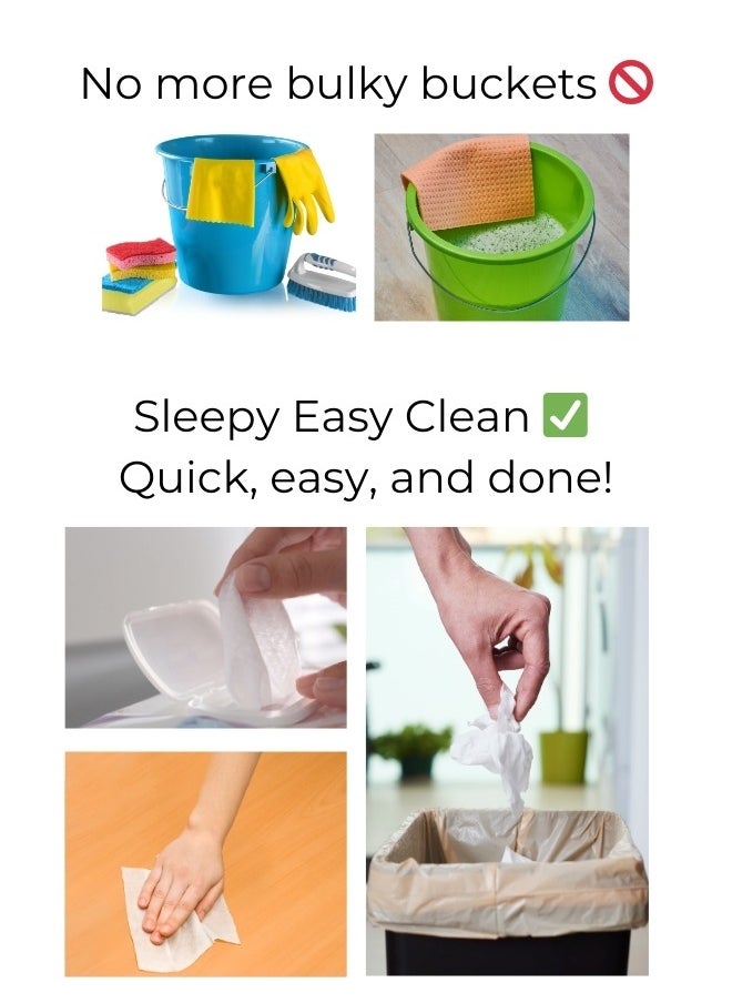 Sleepy Easy Clean - Multi-purpose Cleaning Wet Wipes, White Soap Additive 100 Wipes (For Cleaning Glass, Tables, WC, Sinks, Carpets, and Electronics) - Image 1