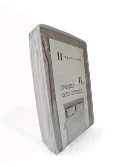 PACHA HOME Plain sheet set with fabric pattern - color:Greige Size: 180*270+1 pillowcases.  - Image 3