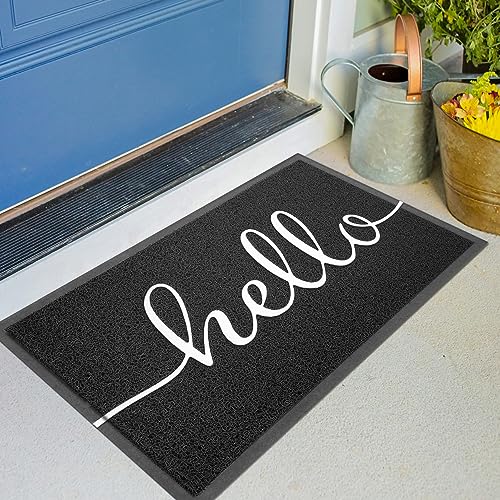 KILOCOCO Outdoor Mat Front Door Mat Welcome Mats Low Pile Doormat Entrance Non-Slip High Traffic Area Easy Clean Rubber Backed Entry Mats Hello Doormats for Garage Yard Patio Kitchen Indoor,18"x30" - Image 1