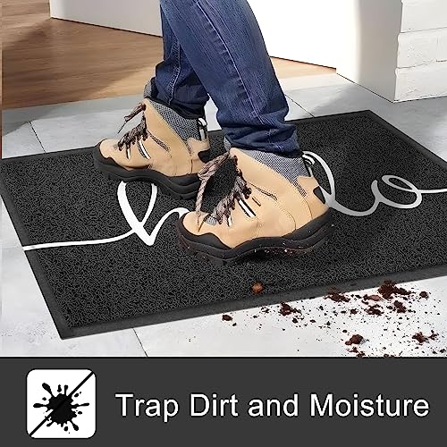 KILOCOCO Outdoor Mat Front Door Mat Welcome Mats Low Pile Doormat Entrance Non-Slip High Traffic Area Easy Clean Rubber Backed Entry Mats Hello Doormats for Garage Yard Patio Kitchen Indoor,18"x30" - Image 3