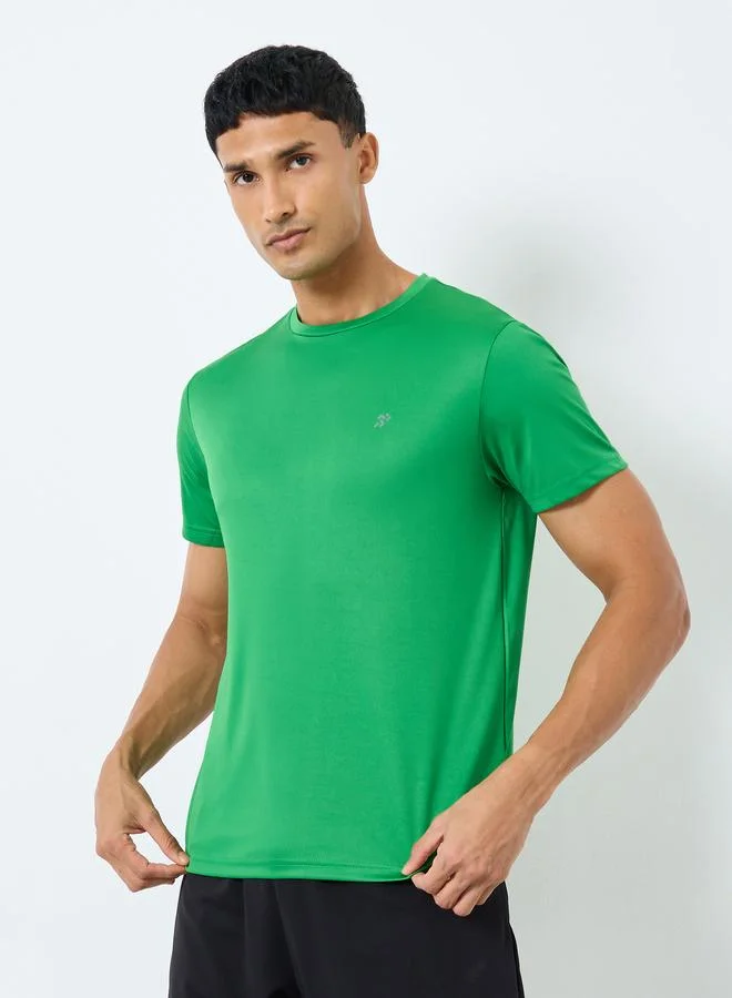 Styli Styli Regular Dry Fit Active T-Shirt with Logo Detail