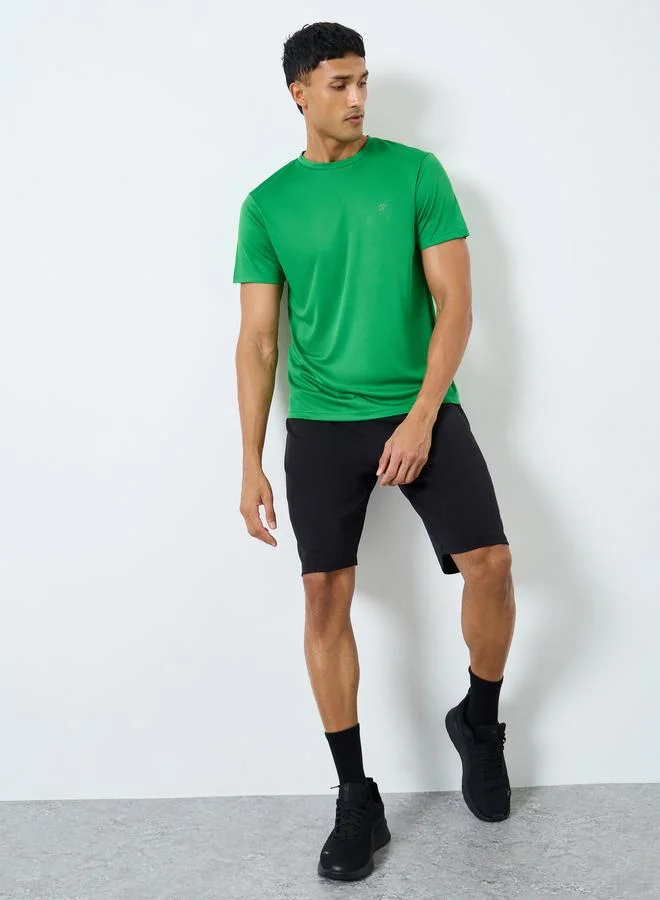 Styli Active Regular Dry Fit Active T-Shirt with Logo Detail