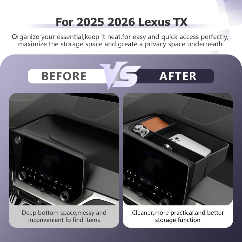 LUWU for 2025 2026 Lexus TX Dashboard Storage Tray 2024 2025 2026 Lexus TX 350/500h/550h+ 14-inch Behind Screen Organizer Center Console Display Box Dash Tray Lexus TX 2026 (Only for 14" Screen) - Image 2