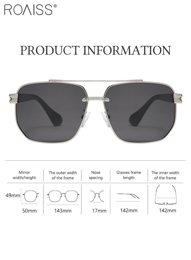 رويس نظارات شمسية عصرية بإطار معدني عتيق للرجال وجسر مزدوج، حماية من الأشعة فوق البنفسجية 400 مع معبد مرن معدني لقضاء عطلة صيفية على الشاطئ، في الهواء الطلق، السفر 50 مم - Image 3