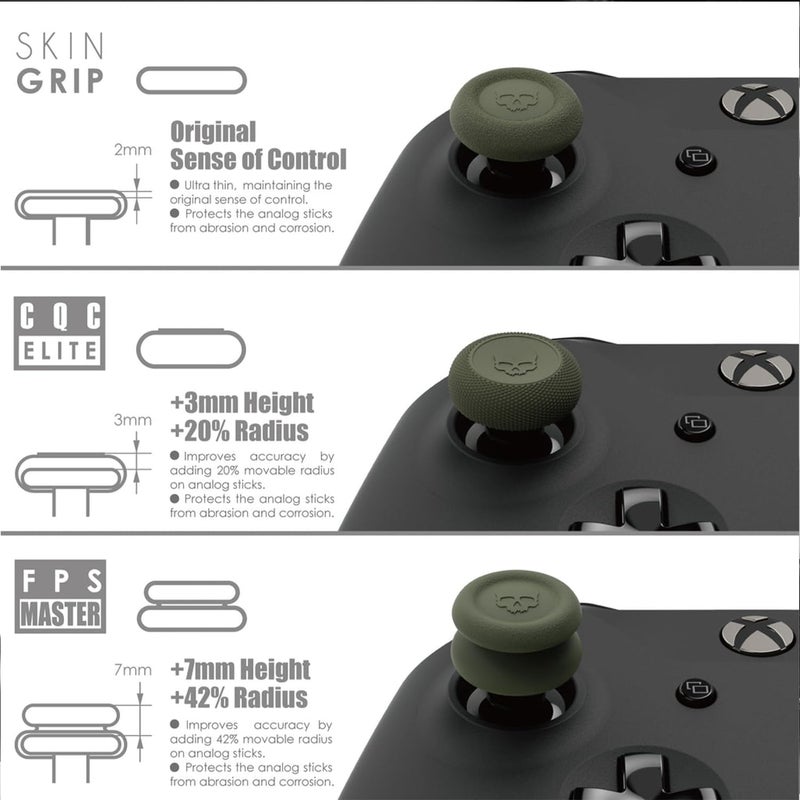 Skull & Co. Skin, CQC and FPS Thumb Grips Joystick Cap Analog Stick Cover for Xbox Controller and ROG Xbox Ally- Black, Set of 6 - Image 4