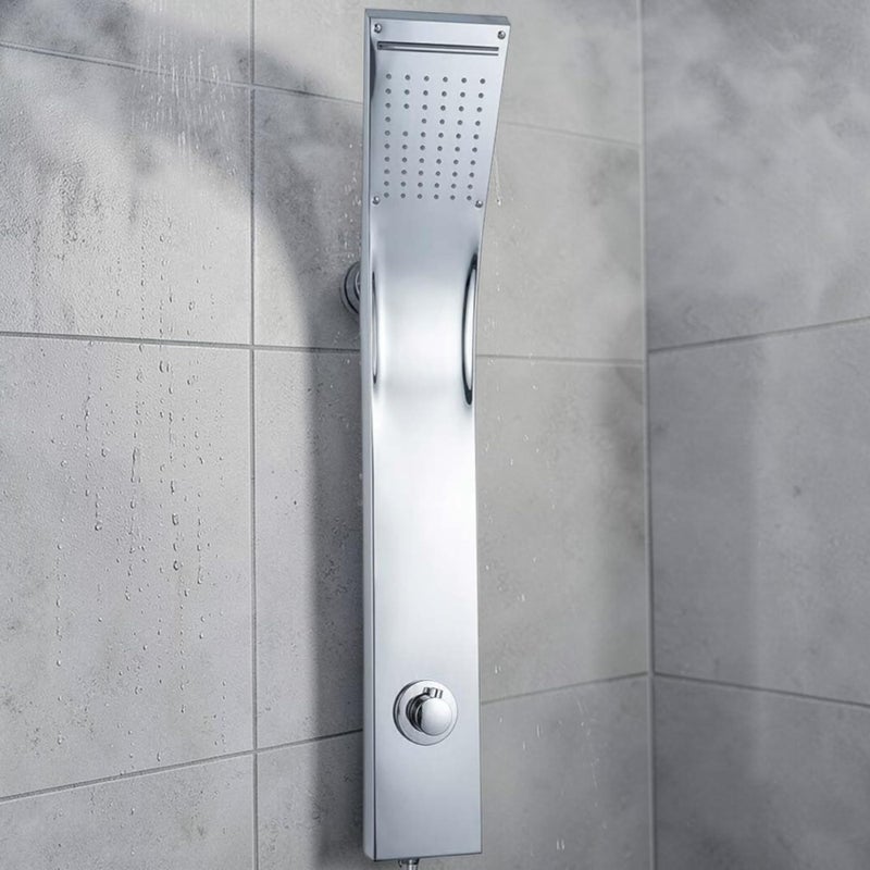 Luxury Modern Shower Panel – Shower Panel with Integrated Top Spray Head – Heat Control Water Mixer – Elegant Bathroom Design – Even Water Distribution & Comfortable Shower Experience (Chrome Mini) - Image 2