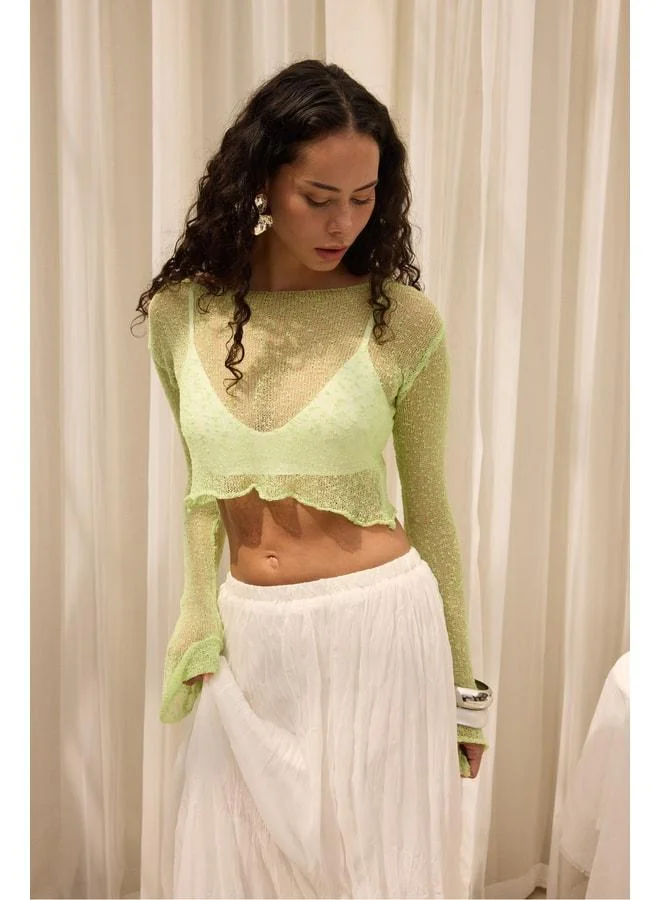 Bohemai Yenka Basic Thin Green Knit Crop